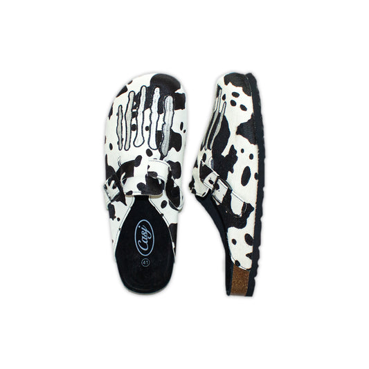 COW SKELLY BLACK CLOGS