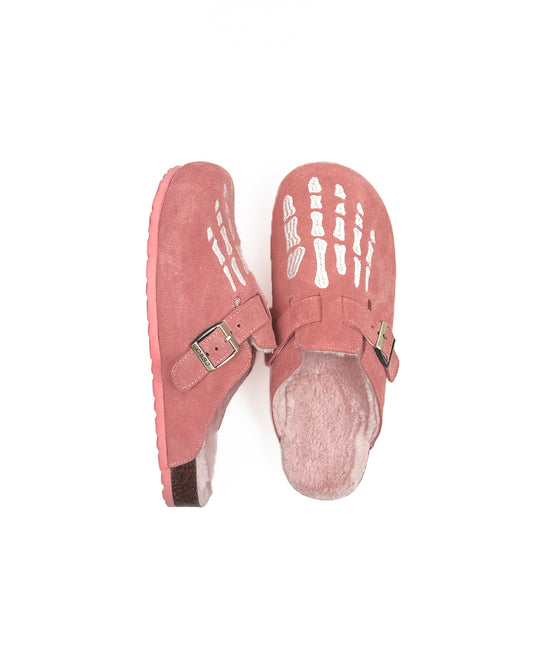 SKELLY FUR CLOGS PINK