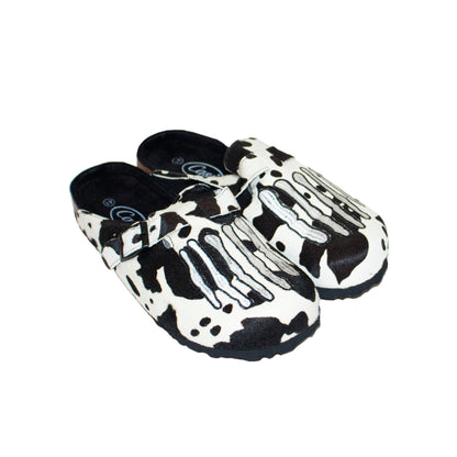 COW SKELLY BLACK CLOGS