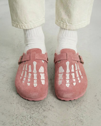 SKELLY FUR CLOGS PINK